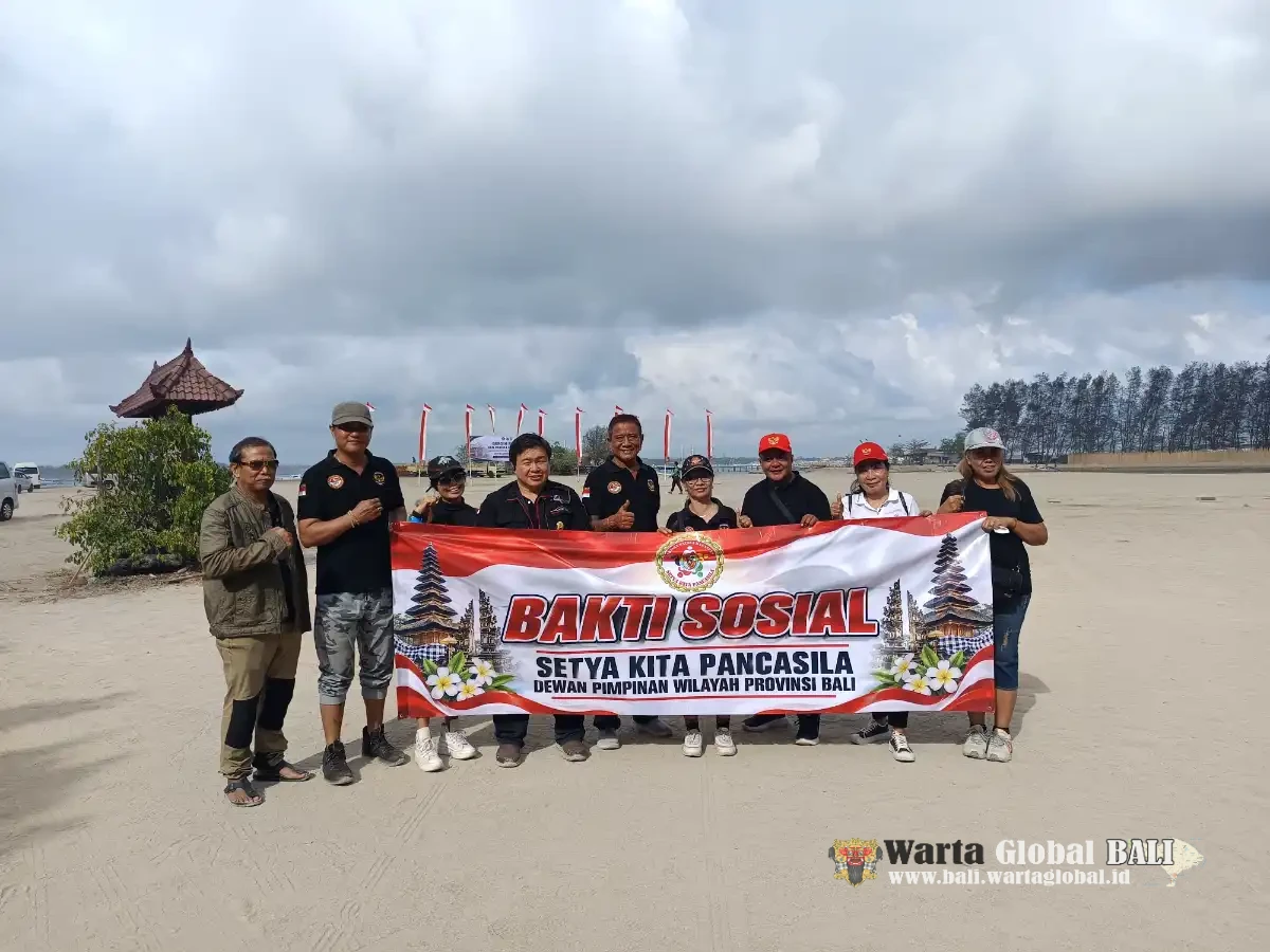 SKP DPW Bali Kolaborasi Polda Bali Gelar Aksi Bersih Pantai dan Peduli Lingkungan di Mertasari Sanur