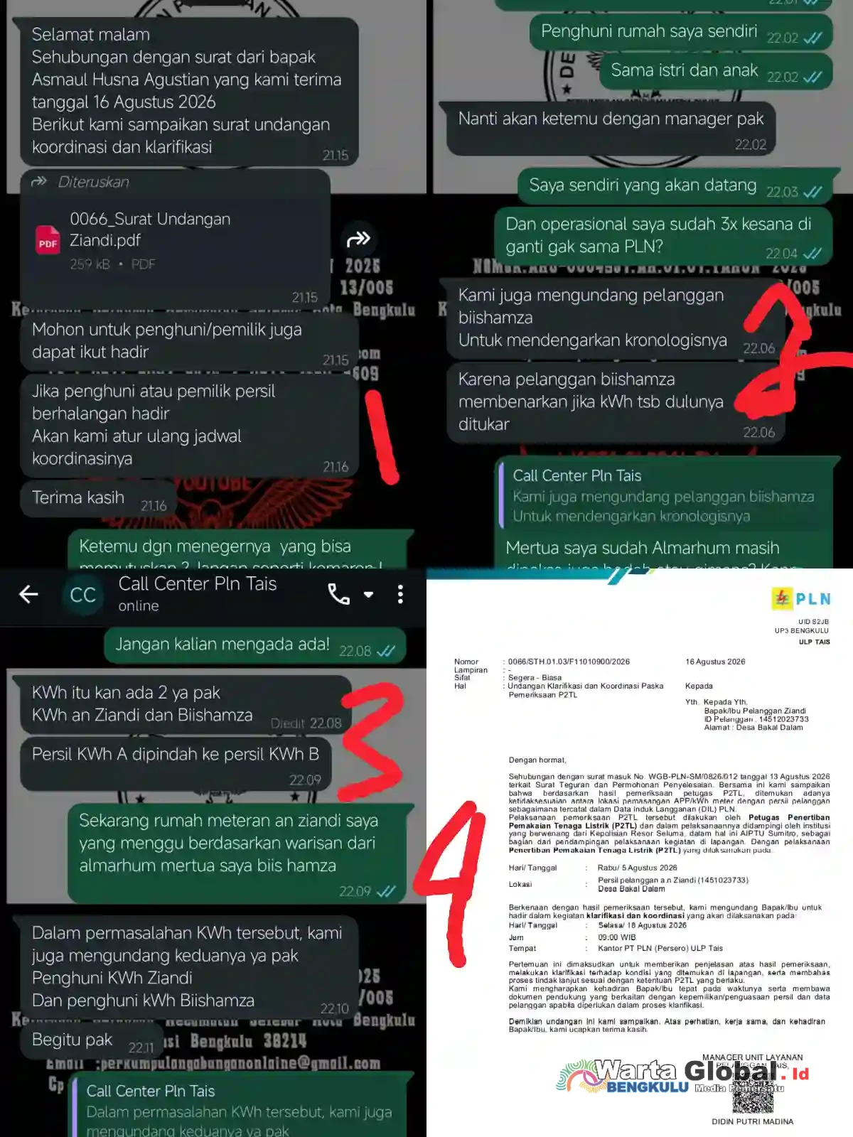 REKAYASA SAMPAI KE ALAM BAKA! PLN TAIS SERET NAMA ALMARHUM  DIKLAIM TELAH  "MEMBENARKAN" PERTUKARAN METERAN, PLN KIRIM SURAT UNDANGAN KLARIFIKASI LEWAT WHATSAPP!