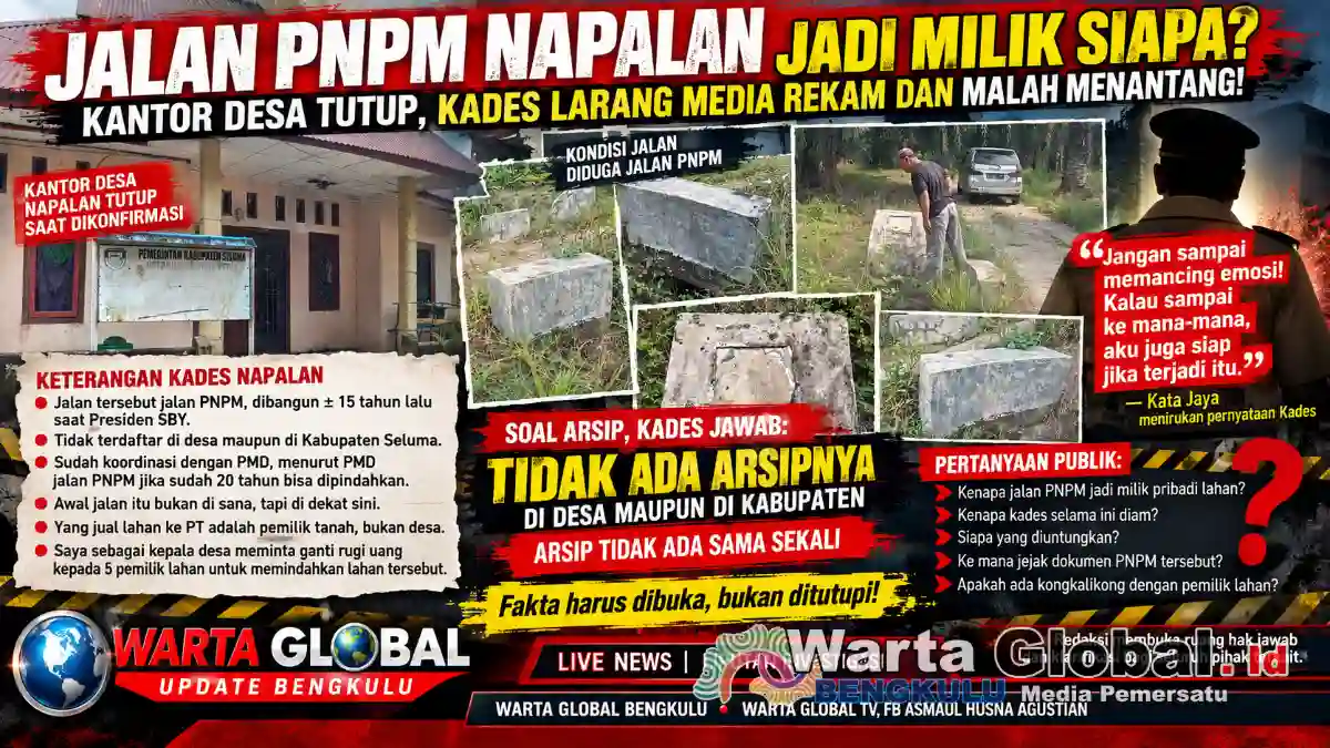 KANTOR DESA TUTUP SAAT DIKONFIRMASI, JALAN PNPM NAPALAN KINI DIPERTANYAKAN: ARSIP DISEBUT TIDAK ADA