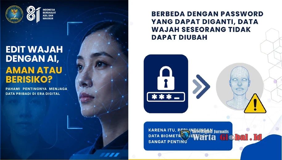BSSN Ingatkan Masyarakat Waspadai Risiko Penyalahgunaan Data Biometrik saat Menggunakan AI Pengedit Wajah.