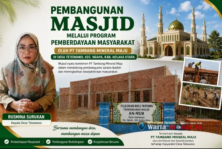 Pemdes Lelewawo Kolut Terimah Bantuan PPM Pembagunan Rumah Ibadah Masjid Dari PT Tambang Mineral Maju