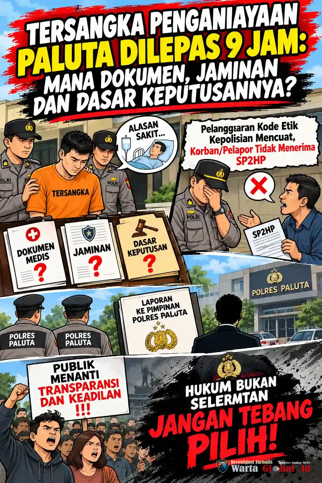TERSANGKA PENGANIAYAAN PALUTA DILEPAS 9 JAM: MANA DOKUMEN, JAMINAN DAN DASAR KEPUTUSANNYA?