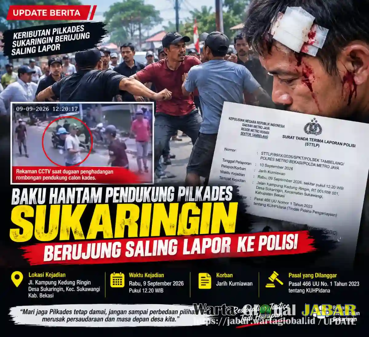 Baku Hantam Pendukung Pilkades Sukaringin Berujung Saling Lapor, Korban Resmi Buat Laporan Polisi