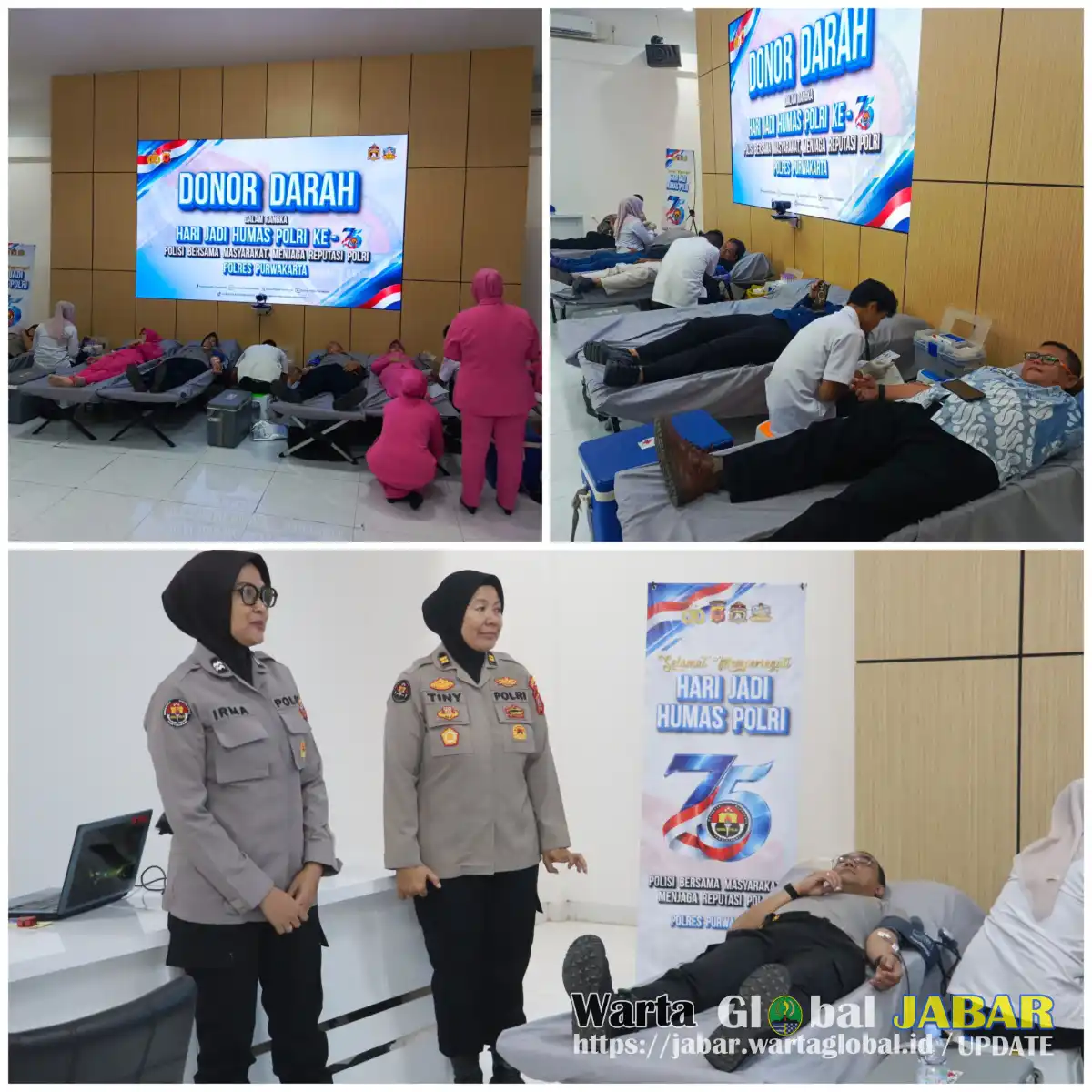HUT ke-75 Humas Polri, Polres Purwakarta Bersama Insan Media Kumpulkan 57 Kantong Darah