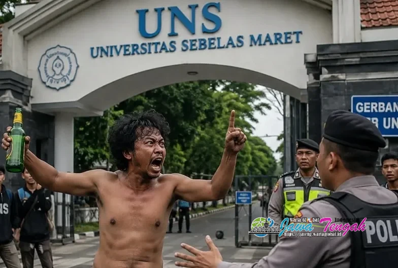 Polresta Surakarta Gerak Cepat Amankan Pria Diduga Mabuk Mengamuk di Depan Gerbang UNS