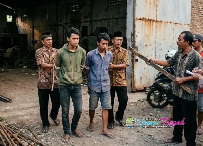 Dua Pria Diduga Curi Besi Bekas Kepergok Warga, Polisi Amankan Pelaku