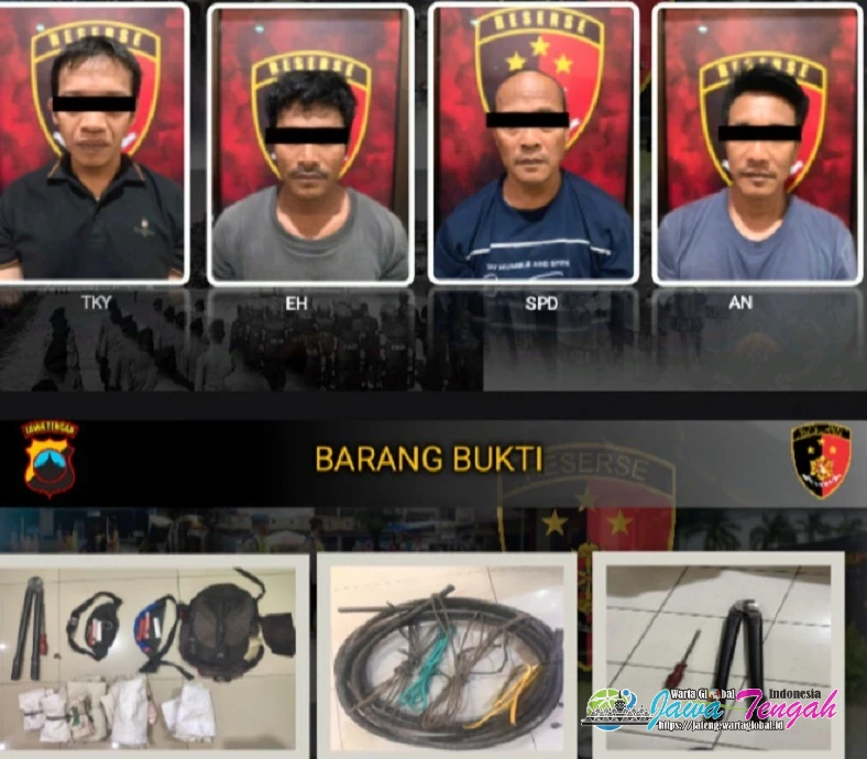 4 Komplotan Pencuri Kabel Tower Ditangkap, Polisi Buru Satu Buronan
