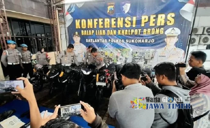 Satlantas Polres Sukoharjo Tindak 73 Pelanggar Balap Liar dan Knalpot Brong