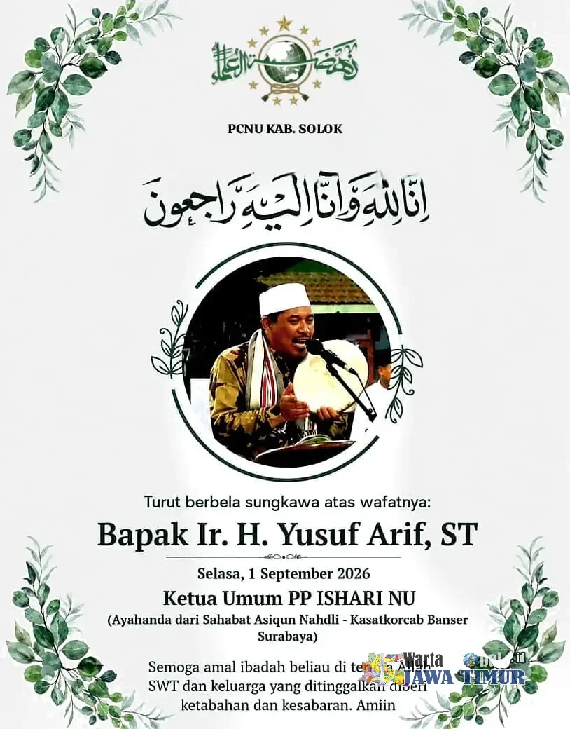 MUSTASYAR PCNU KABUPATEN SOLOK SUMATERA BARAT SAMPAIKAN DUKA MENDALAM ATAS WAFATNYA IR. H. YUSUF ARIF ST