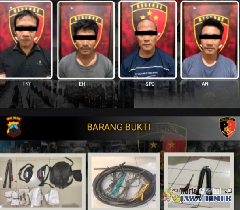 Polres Boyolali Ringkus Komplotan Pencuri Kabel Tower, Empat Tersangka Ditangkap dan Satu Buron