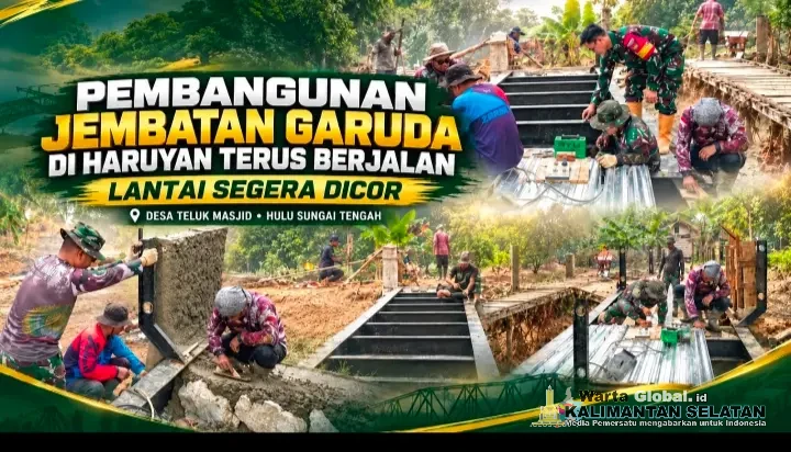 Pembangunan Jembatan Garuda di Haruyan Terus Berjalan, Lantai Jembatan Segera Dicor