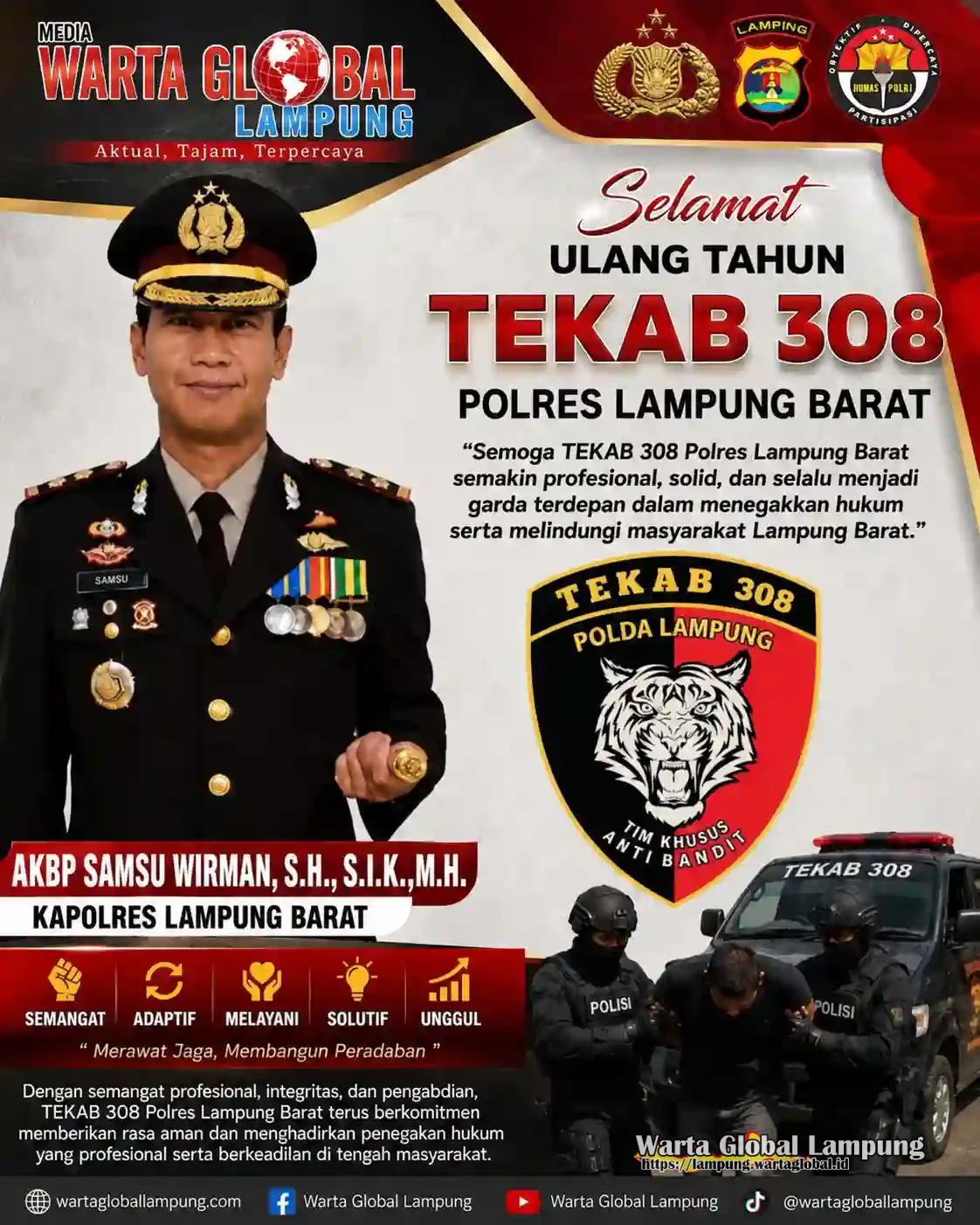 HUT TEKAB 308, Polres Lampung Barat Diharapkan Semakin Profesional dan Terdepan dalam Penegakan Hukum HUT TEKAB 308, Polres Lampung Barat Diharapkan Semakin Profesional dan Terdepan dalam Penegakan Hukum