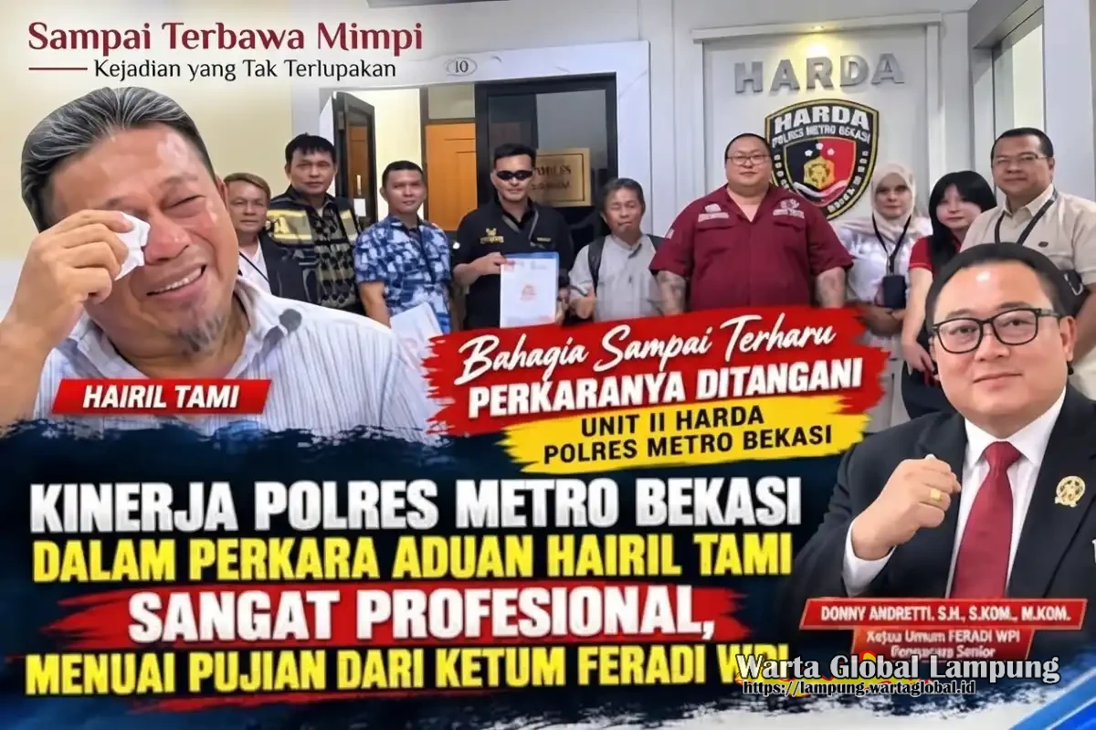 Kinerja Polres Metro Bekasi dalam Perkara Aduan Hairil Tami Menuai Apresiasi dari Ketum FERADI WPI Kinerja Polres Metro Bekasi dalam Perkara Aduan Hairil Tami Menuai Apresiasi dari Ketum FERADI WPI