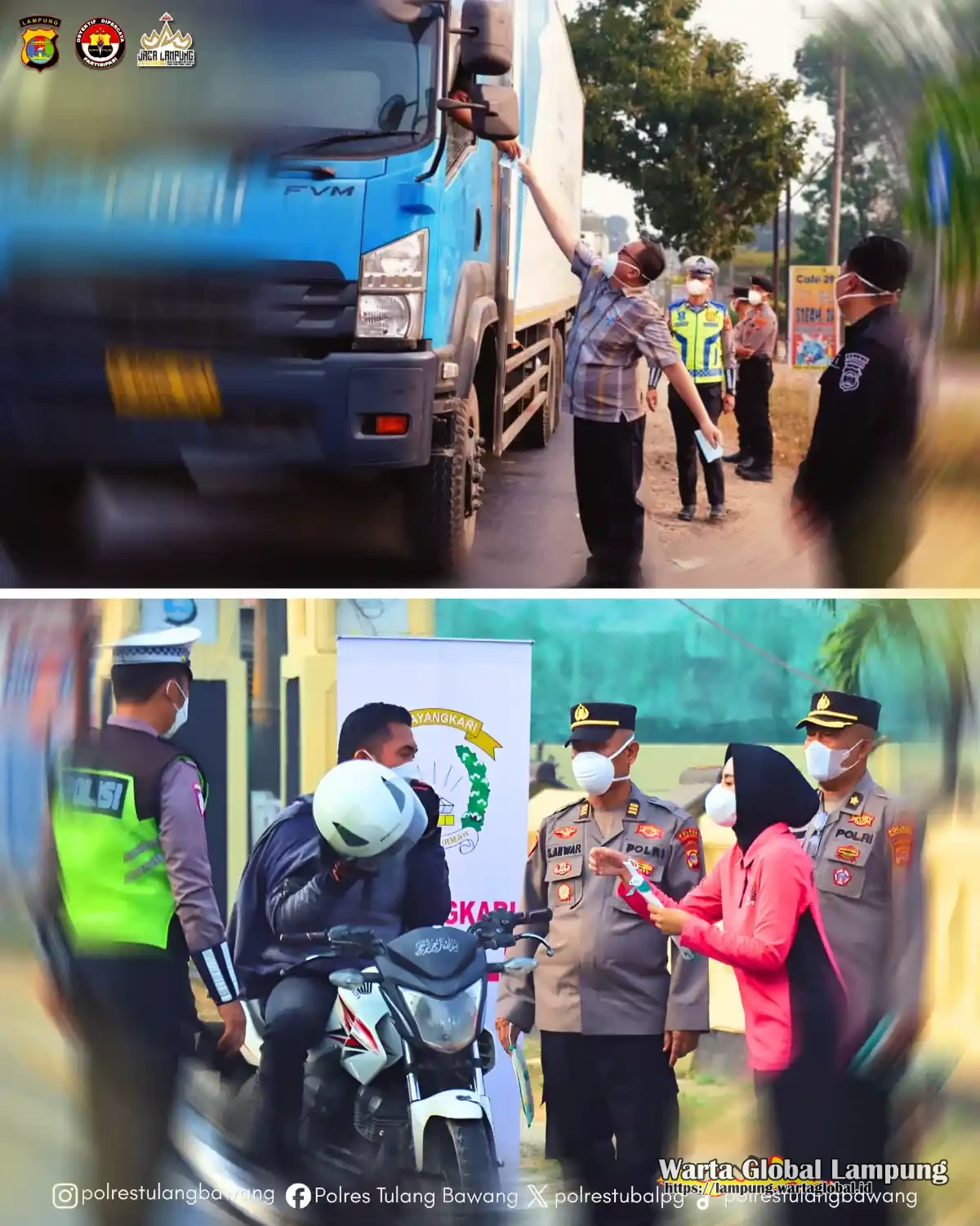 Peduli kesehatan warga, bhayangkari tulang bawang bagikan masker gratis