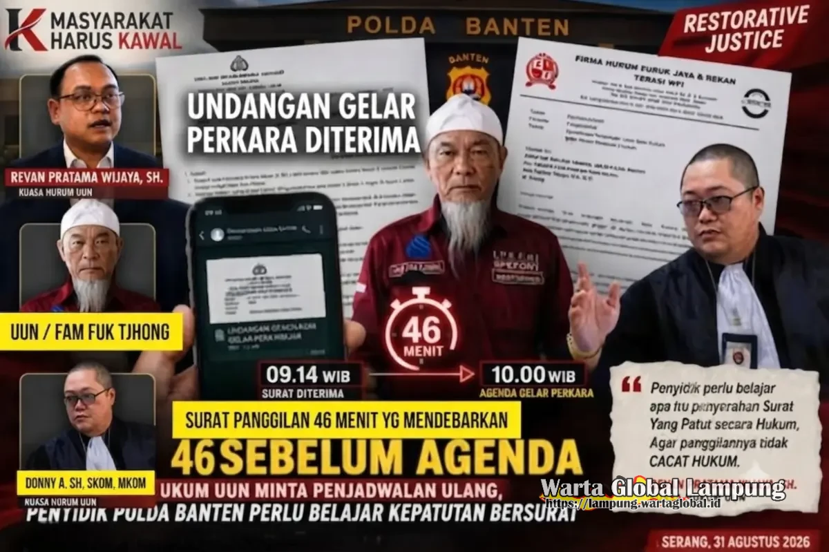 Patutkan Penyidik POLDA BANTEN memanggil korban dan kuasanya dengan surat pdf hanya 46 menit sebelum jadual Gelar Perkara Kasus Pak UUN / Fam Fuk Tjhong