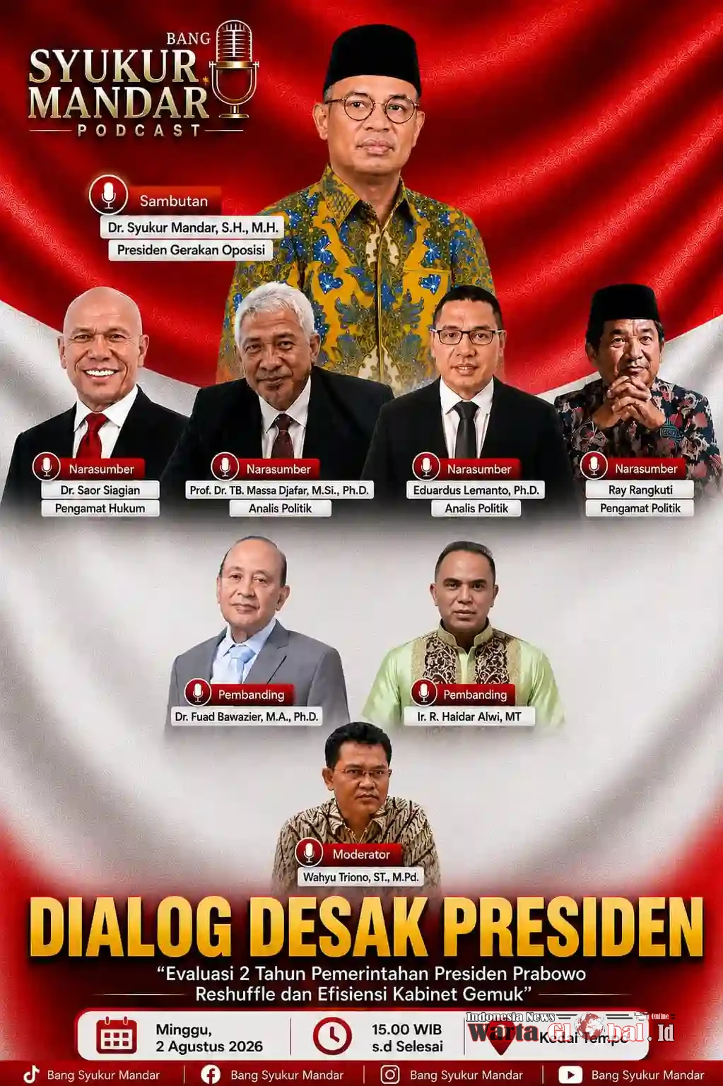 Desak Presiden! Tokoh Hukum, Akademisi, dan Pengamat Politik Bedah Dua Tahun Pemerintahan Prabowo