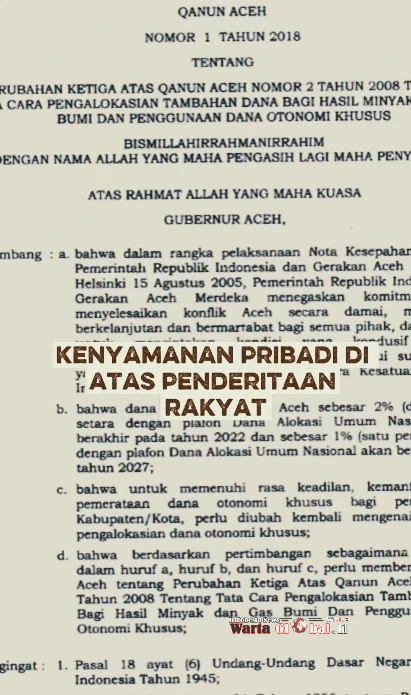 DANA OTSUS ACEH: UANG RAKYAT JANGAN DIJADIKAN KARPET MERAH ELITE BIROKRASI
Ke mana sebenarnya uang Otsus itu mengalir?
