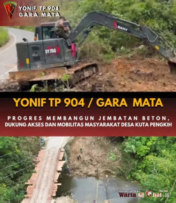 Wujud Nyata Kemanunggalan TNI -RAKYAT, Jembatan Garuda di Kuta Pengkih Terus Dikebut Wujud Nyata Kemanunggalan TNI -RAKYAT, Jembatan Garuda di Kuta Pengkih Terus Dikebut
