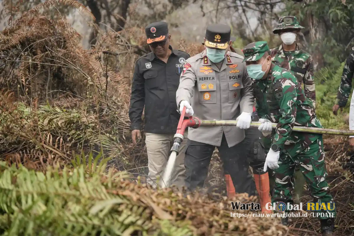 Kapolda Riau Dan Pangdam Tuanku Tambusai Patroli Udara Karhutla, Turun Langsung Padamkan Api Di Pelalawan