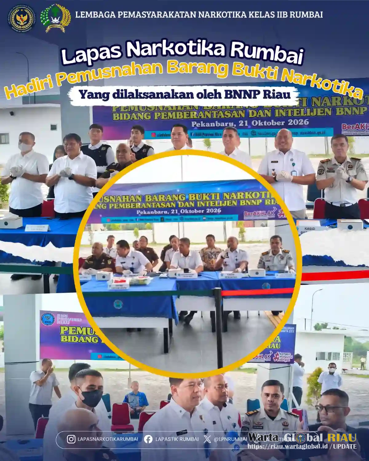 Lapas Narkotika Rumbai Hadiri Pemusnahan Barang Bukti Narkotika Oleh BNNP Riau