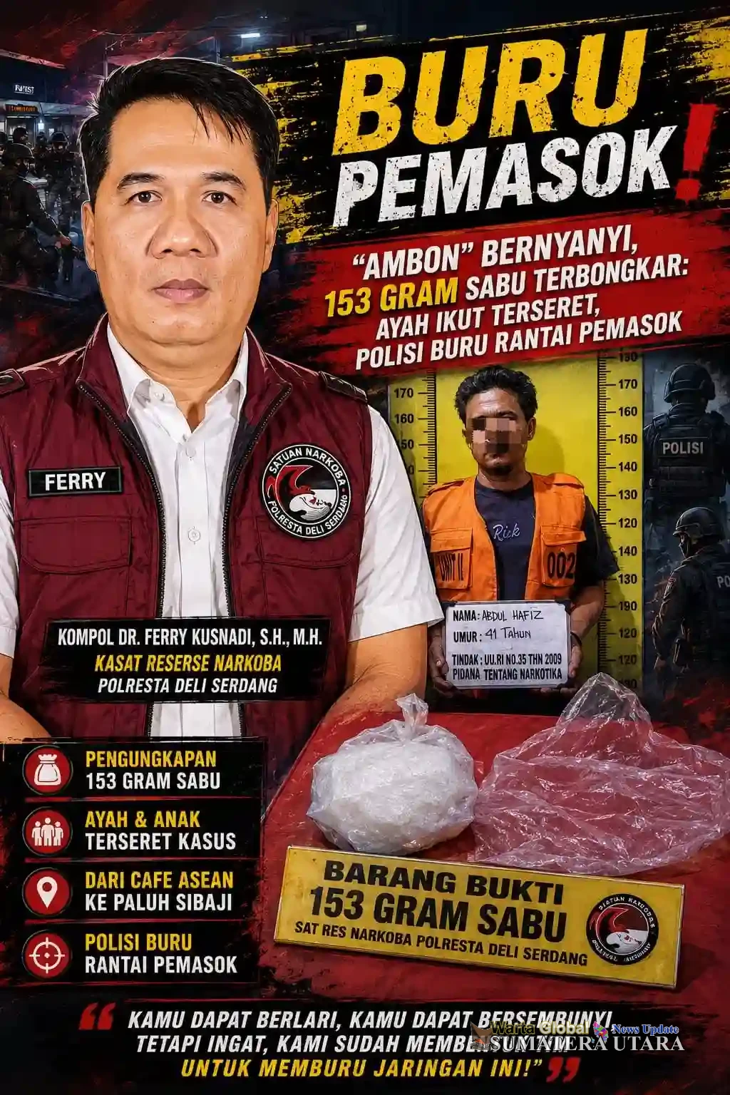 Dugaan Jaringan Sabu Dalam Keluarga Terbongkar, Polisi Sita 153 Gram Sabu